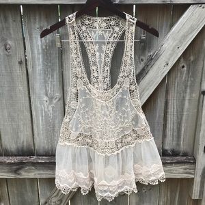 Boho razor back loose baby doll  tank